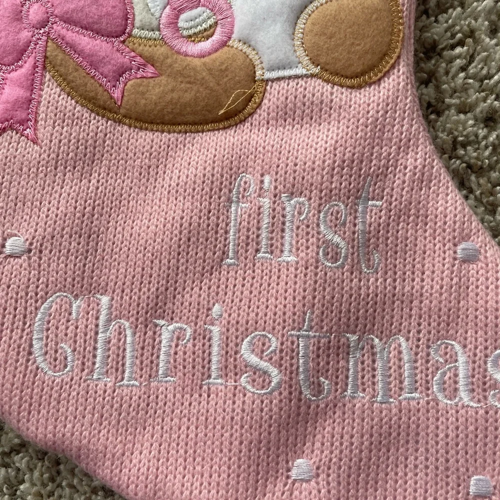 Pink Baby's First Christmas Stocking